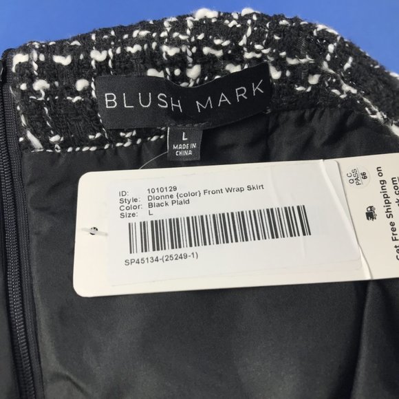 NWT Front Wrap Black & White Tweed Skirt - Picture 2 of 5